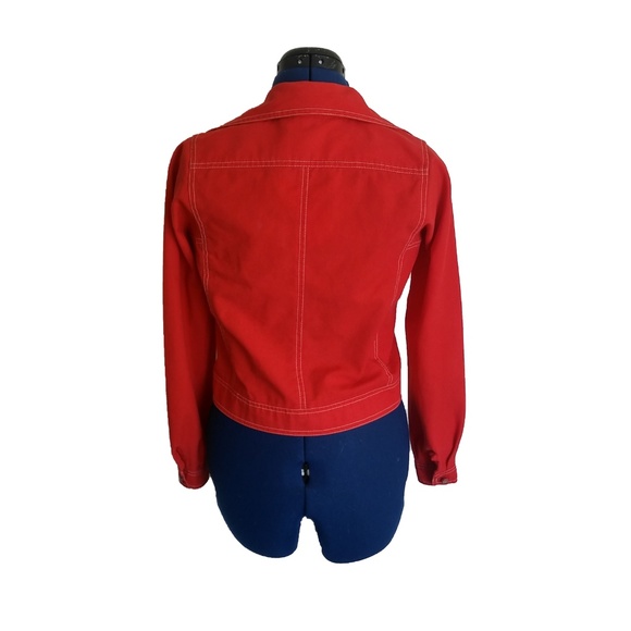 VTG 70s Pat Sandler Red Canvas Jacket Cropped - Picture 3 of 8